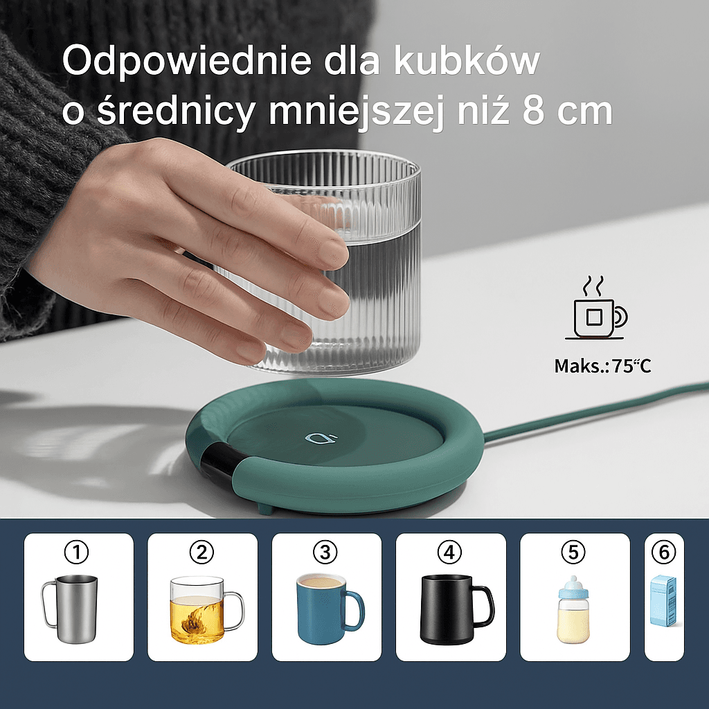 INTELIGENTNY PODGRZEWACZ KUBKÓW DO KAWY,HERBATY,MLEKA