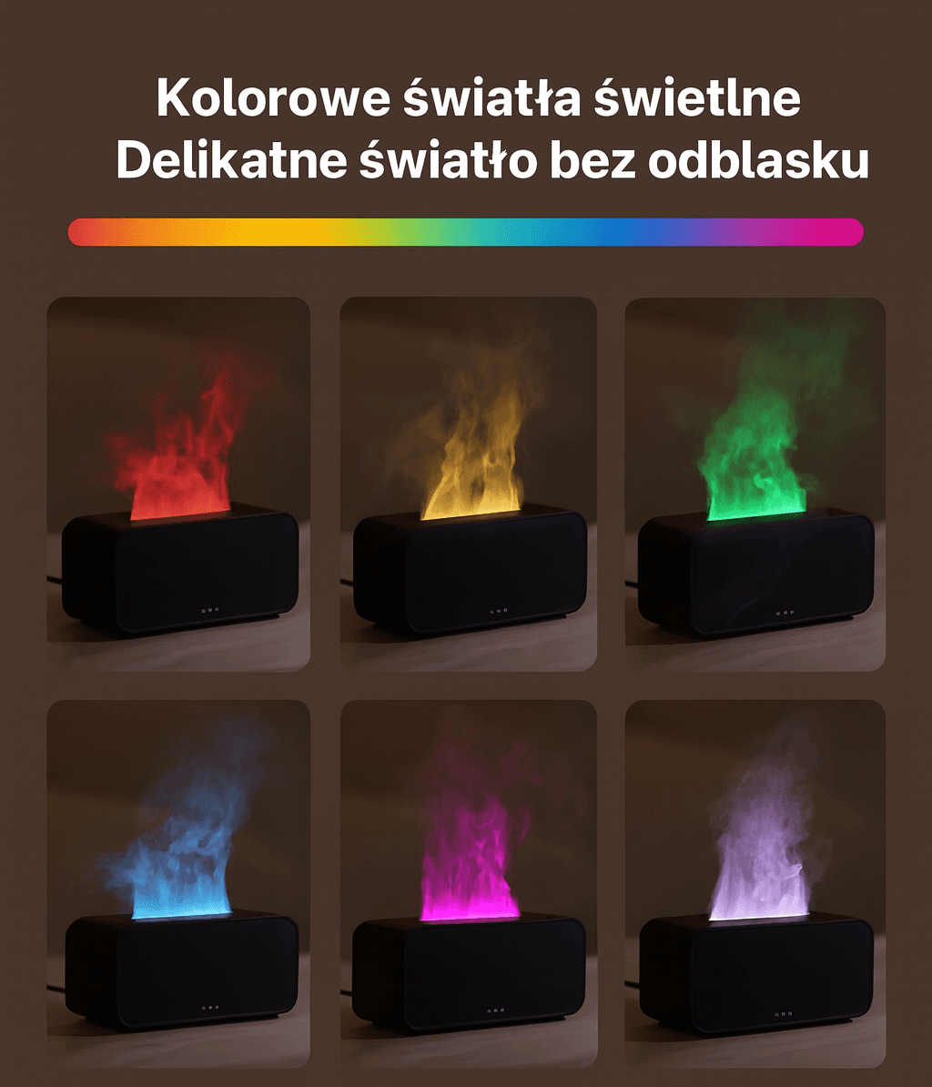 DYFUZOR do Nawilżania Powietrza, Przyjemnego Zapachu, Nastroju (imituje płomienie jak z kominka )