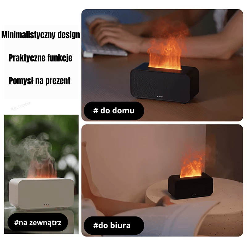 DYFUZOR do Nawilżania Powietrza, Przyjemnego Zapachu, Nastroju (imituje płomienie jak z kominka )
